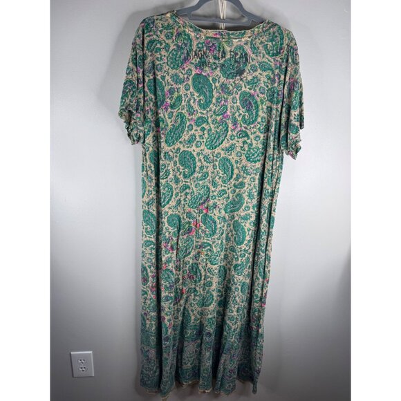 Magnolia Pearl Floral Maxi Dress Relaxed Cotton Jersey Block Print One Size NWT - Picture 9 of 15